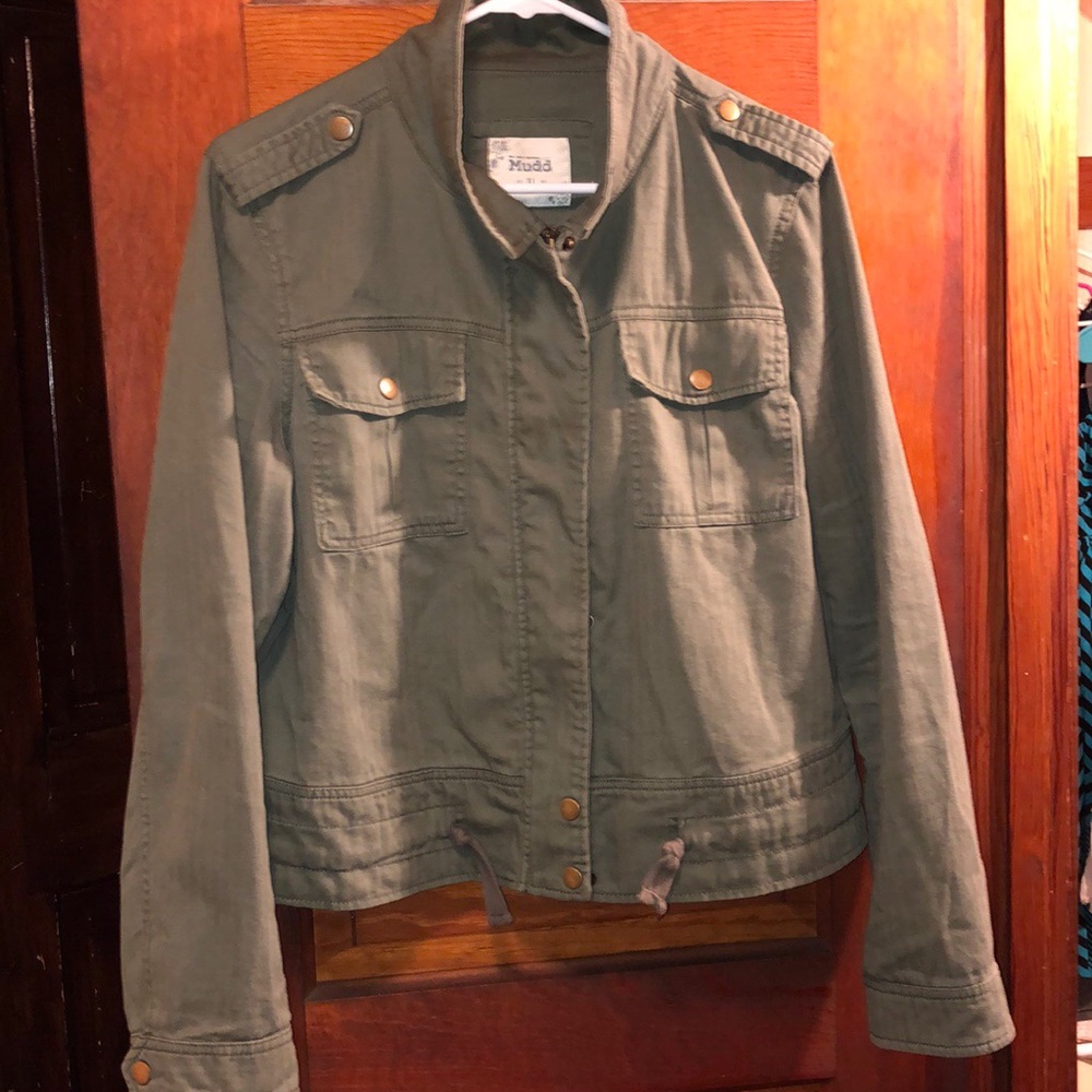 Olive green jacket.